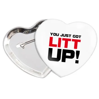 Suits You Just Got Litt Up! , Κονκάρδα παραμάνα καρδιά (57x52mm)