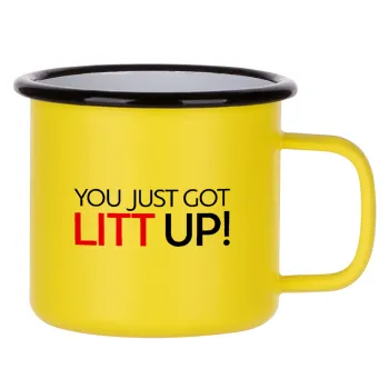 Suits You Just Got Litt Up! , Metallic enamel MATT Yellow cup 360ml