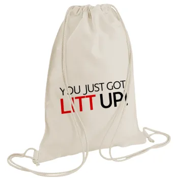 Suits You Just Got Litt Up! , Τσάντα πλάτης πουγκί GYMBAG natural (28x40cm)