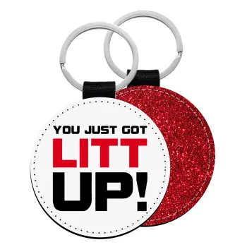 Suits You Just Got Litt Up! , Μπρελόκ Δερματίνη, στρογγυλό ΚΟΚΚΙΝΟ (5cm)