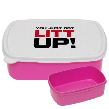Suits You Just Got Litt Up! , ΡΟΖ παιδικό δοχείο φαγητού (lunchbox) πλαστικό (BPA-FREE) Lunch Βox M18 x Π13 x Υ6cm