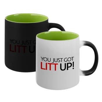 Suits You Just Got Litt Up! , Κούπα Μαγική εσωτερικό πράσινο, κεραμική 330ml που αλλάζει χρώμα με το ζεστό ρόφημα