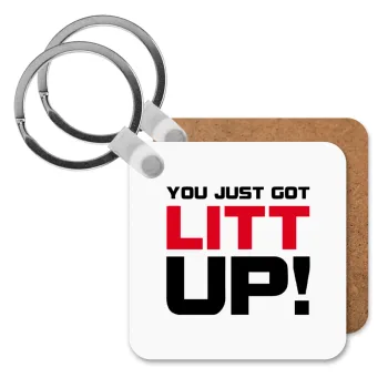 Suits You Just Got Litt Up! , Μπρελόκ Ξύλινο τετράγωνο MDF