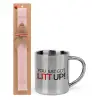Easter Set, metallic thermal cup (300ml) & aromatic flat Easter candle (30cm) (PINK)