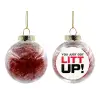 Transparent Christmas tree ball ornament with red filling 8cm