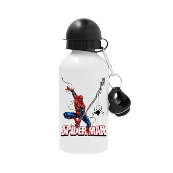 Spiderman fly, Metal water bottle, White, aluminum 500ml