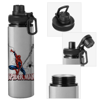 Spiderman fly, Μεταλλικό παγούρι νερού με καπάκι ασφαλείας, αλουμινίου 850ml