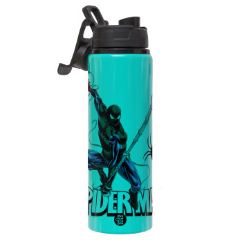 Spiderman fly, Metallic water bottle with safety lid, 850ml aluminum
