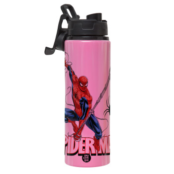 Spiderman fly, Metallic water bottle with safety lid, 850ml aluminum