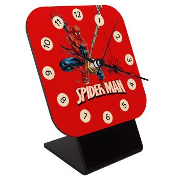 Spiderman fly, Quartz Table clock in natural wood (10cm)