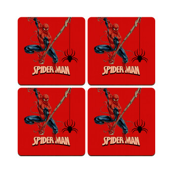 Spiderman fly, ΣΕΤ x4 Σουβέρ ξύλινα τετράγωνα plywood (9cm)