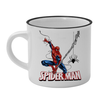 Spiderman fly, Κούπα κεραμική vintage Λευκή/Μαύρη 230ml