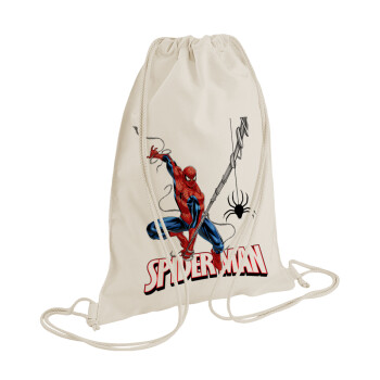 Spiderman fly, Backpack bag GYMBAG natural (28x40cm)