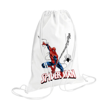 Spiderman fly, Τσάντα πλάτης πουγκί GYMBAG λευκή (28x40cm)