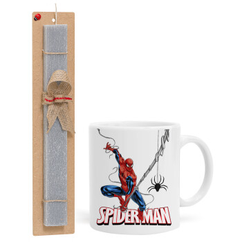Spiderman fly, Easter Set, Ceramic Cup (330ml) & Easter aromatic flat candle (30cm) (GRAY)