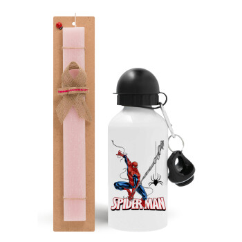 Spiderman fly, Easter Set, metallic aluminum bottle (500ml) & aromatic flat Easter candle (30cm) (PINK)