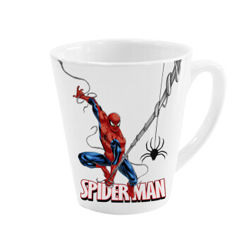 Spiderman fly, Κούπα κωνική Latte Λευκή, κεραμική, 300ml