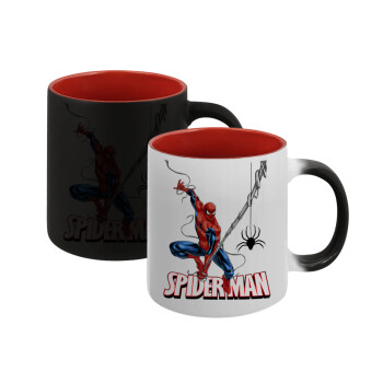 Spiderman fly, Κούπα Μαγική εσωτερικό κόκκινο, κεραμική, 330ml που αλλάζει χρώμα με το ζεστό ρόφημα (1 τεμάχιο)
