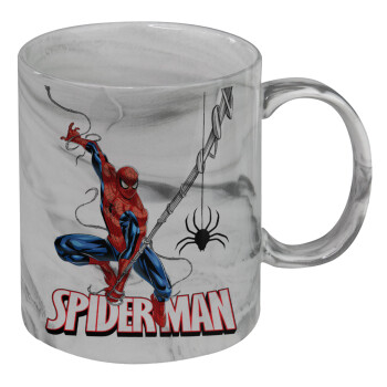 Spiderman fly, Κούπα κεραμική, marble style (μάρμαρο), 330ml