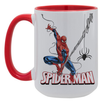 Spiderman fly, Κούπα Mega 15oz, κεραμική Κόκκινη, 450ml
