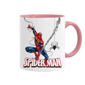 Spiderman fly, Mug colored pink, ceramic, 330ml