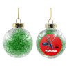 Transparent Christmas tree ball ornament with green filling 8cm