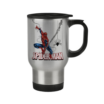 Spiderman fly, Κούπα ταξιδιού ανοξείδωτη με καπάκι, διπλού τοιχώματος (θερμό) 450ml