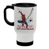 Spiderman fly, Stainless steel travel mug with lid, double wall (warm) white 450ml