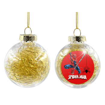 Spiderman fly, Χριστουγεννιάτικη μπάλα δένδρου διάφανη με χρυσό γέμισμα 8cm