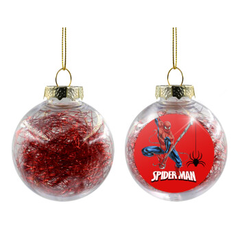 Spiderman fly, Χριστουγεννιάτικη μπάλα δένδρου διάφανη με κόκκινο γέμισμα 8cm
