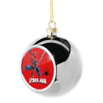 Spiderman fly, Χριστουγεννιάτικη μπάλα δένδρου Ασημένια 8cm