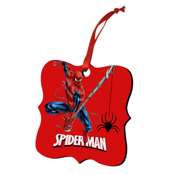 Spiderman fly, Χριστουγεννιάτικο στολίδι polygon ξύλινο 7.5cm