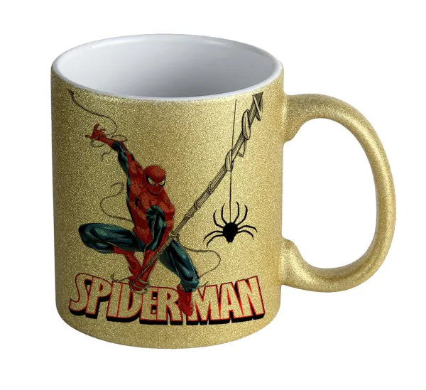 Spiderman fly — Κούπα Χρυσή Glitter που γυαλίζει, κεραμική, 330ml