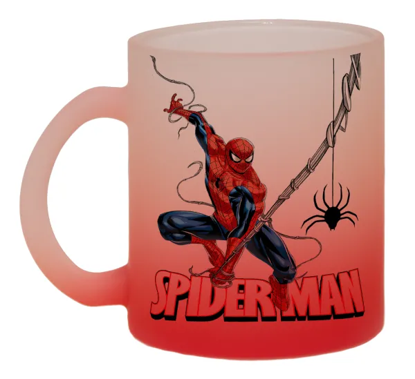 Spiderman fly — Κούπα γυάλινη δίχρωμη με βάση το κόκκινο ματ, 330ml