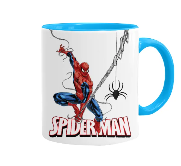 Spiderman fly — Mug colored light blue, ceramic, 330ml
