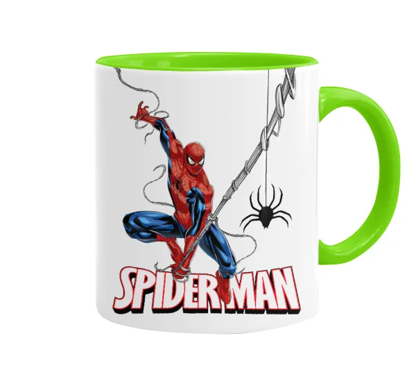 Spiderman fly — Mug colored light green, ceramic, 330ml