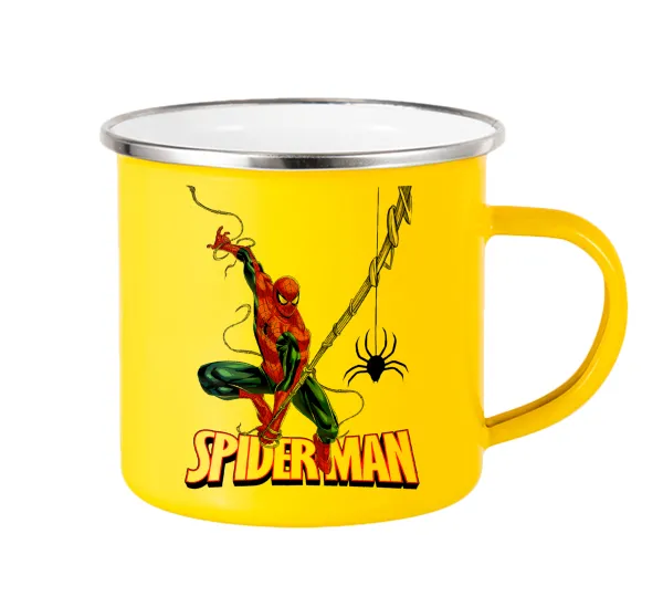 Spiderman fly — Yellow Enamel Metallic Cup 360ml