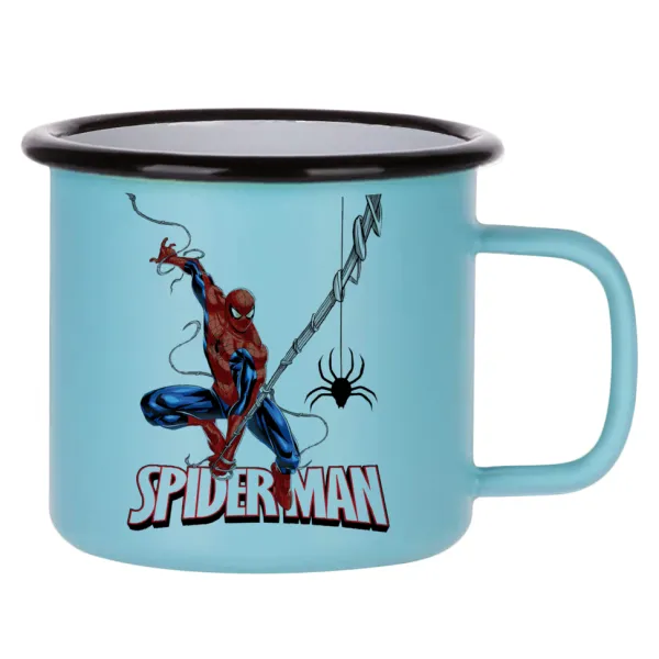 Spiderman fly — Κούπα Μεταλλική εμαγιέ ΜΑΤ σιέλ 360ml