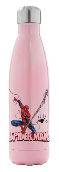 Spiderman fly — Μεταλλικό παγούρι θερμός Ροζ Ιριδίζον (Stainless steel), διπλού τοιχώματος, 500ml