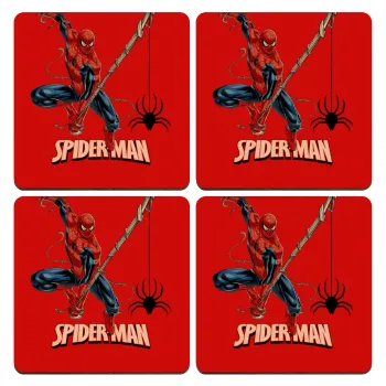 Spiderman fly, ΣΕΤ x4 Σουβέρ ξύλινα τετράγωνα plywood (9cm)