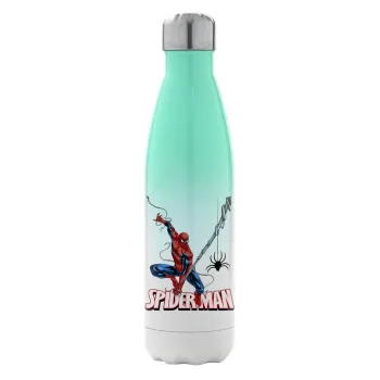Spiderman fly, Metal mug thermos Green/White (Stainless steel), double wall, 500ml