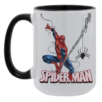 Spiderman fly, Κούπα Mega 15oz, κεραμική Μαύρη, 450ml