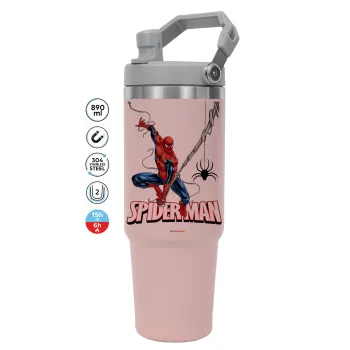 Spiderman fly, ΡΟΖ χρώματος Θερμός Ανοξείδωτο 890ml (30oz) με χερούλι