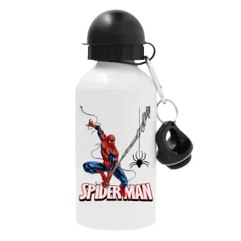Spiderman fly, Metal water bottle, White, aluminum 500ml