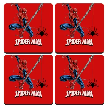 Spiderman fly, ΣΕΤ 4 Σουβέρ ξύλινα τετράγωνα (9cm)