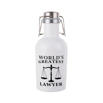World's greatest Lawyer, Μεταλλικό παγούρι Λευκό (Stainless steel) με καπάκι ασφαλείας 1L