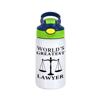 World's greatest Lawyer, Παιδικό παγούρι θερμό, ανοξείδωτο, με καλαμάκι ασφαλείας, πράσινο/μπλε (350ml)