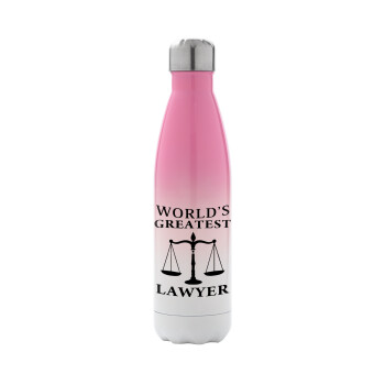 World's greatest Lawyer, Μεταλλικό παγούρι θερμός Ροζ/Λευκό (Stainless steel), διπλού τοιχώματος, 500ml