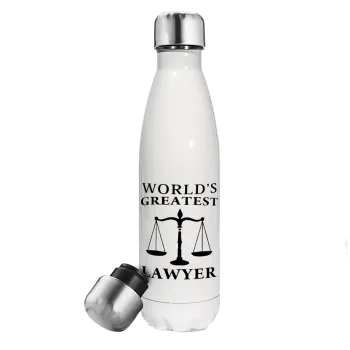 World's greatest Lawyer, Metal mug thermos White (Stainless steel), double wall, 500ml