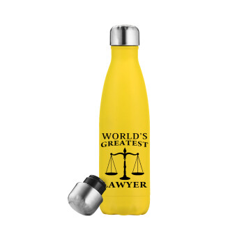 World's greatest Lawyer, Μεταλλικό παγούρι θερμός Κίτρινος (Stainless steel), διπλού τοιχώματος, 500ml